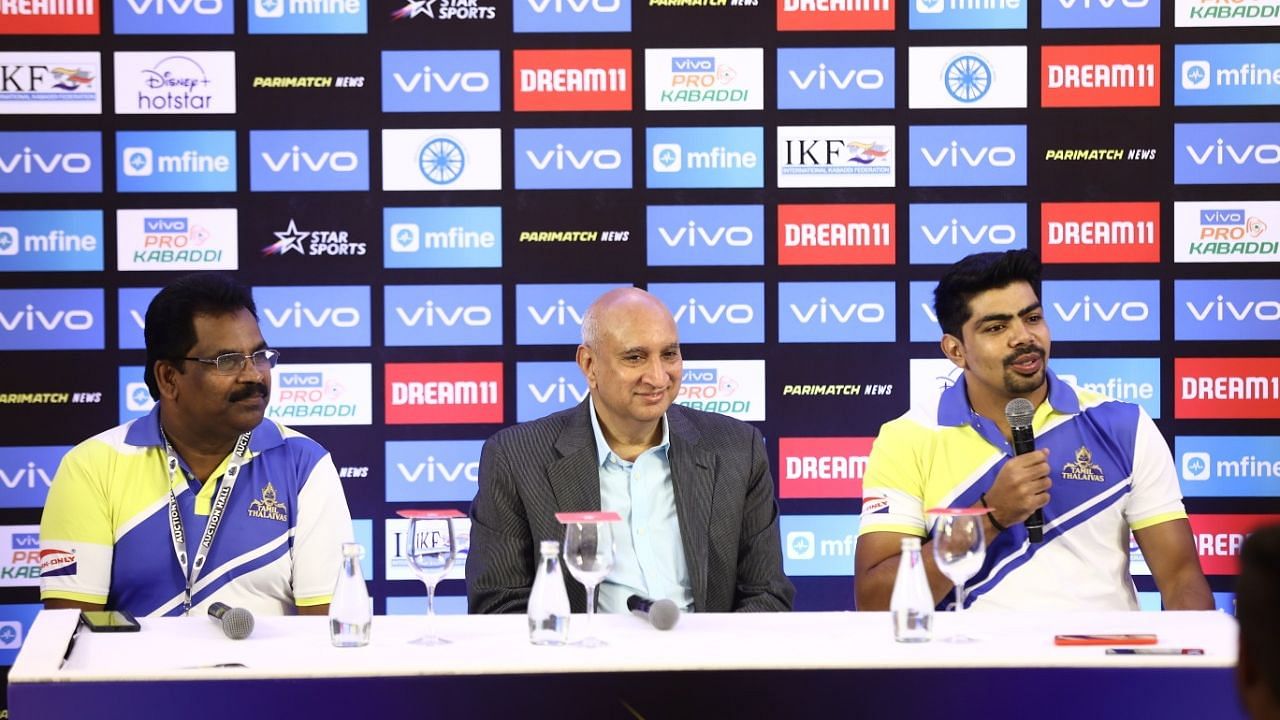 <div class="paragraphs"><p>Pawan Kumar Sehrawat, who was acquired by Tamil Thalaivas during a press conference.</p></div>