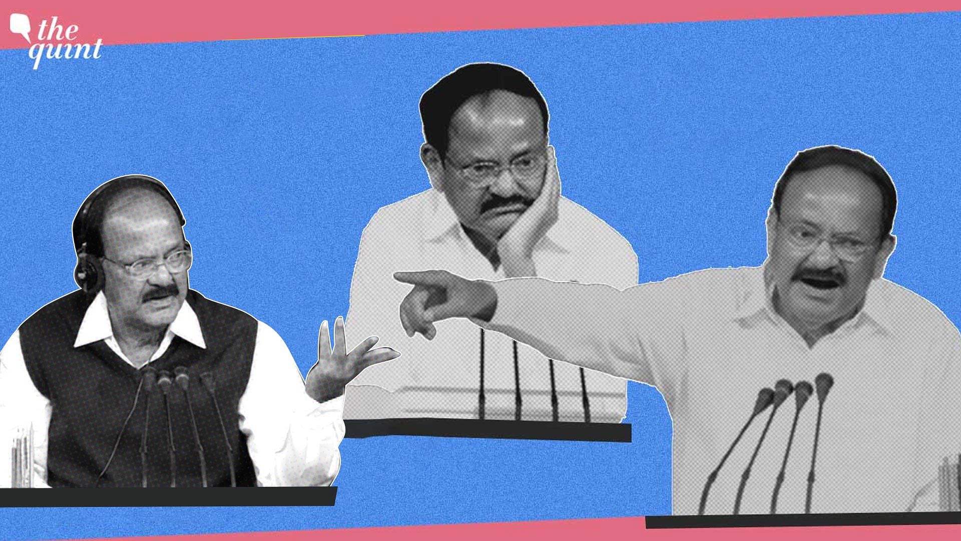 <div class="paragraphs"><p>As Venkaiah Naidu's five-year <a href="https://www.thequint.com/news/politics/pm-narendra-modi-wishes-farewell-to-vice-president-venkaiah-naidu-parliament">tenure comes to an end</a>, we take a look at the different moments when former chairperson left the Parliament in awe.</p></div>