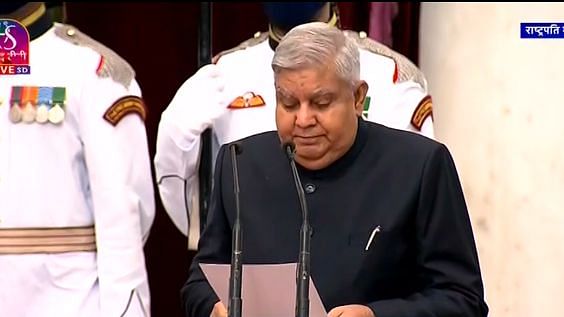 <div class="paragraphs"><p>Jagdeep Dhankhar taking oath as the 14th Vice President of India on Thursday, 11 August.&nbsp;</p></div>