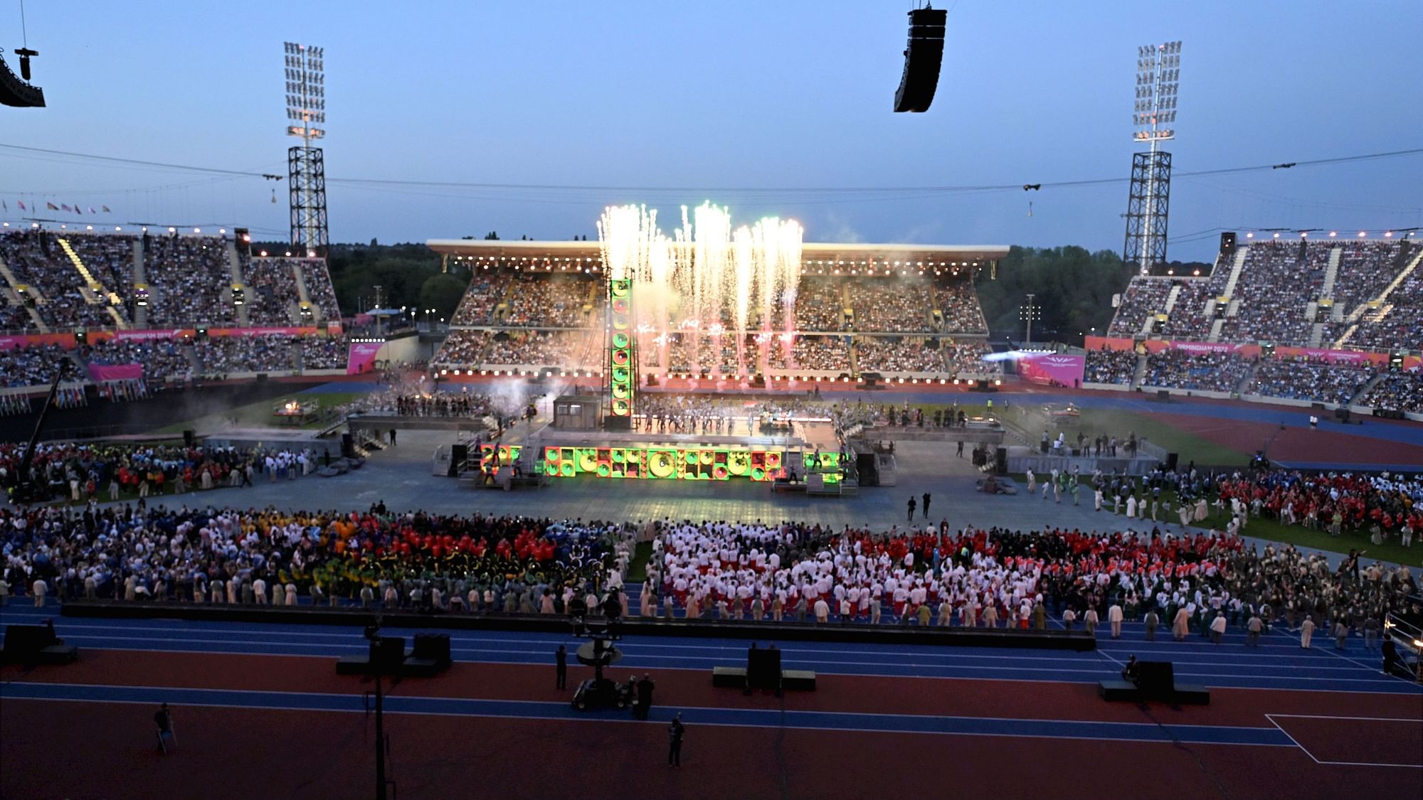 <div class="paragraphs"><p>Artists perform during the closing ceremony of the Commonwealth Games 2022 (CWG), at Alexander Stadium in Birmingham, UK, on Monday, 8 August.</p></div>