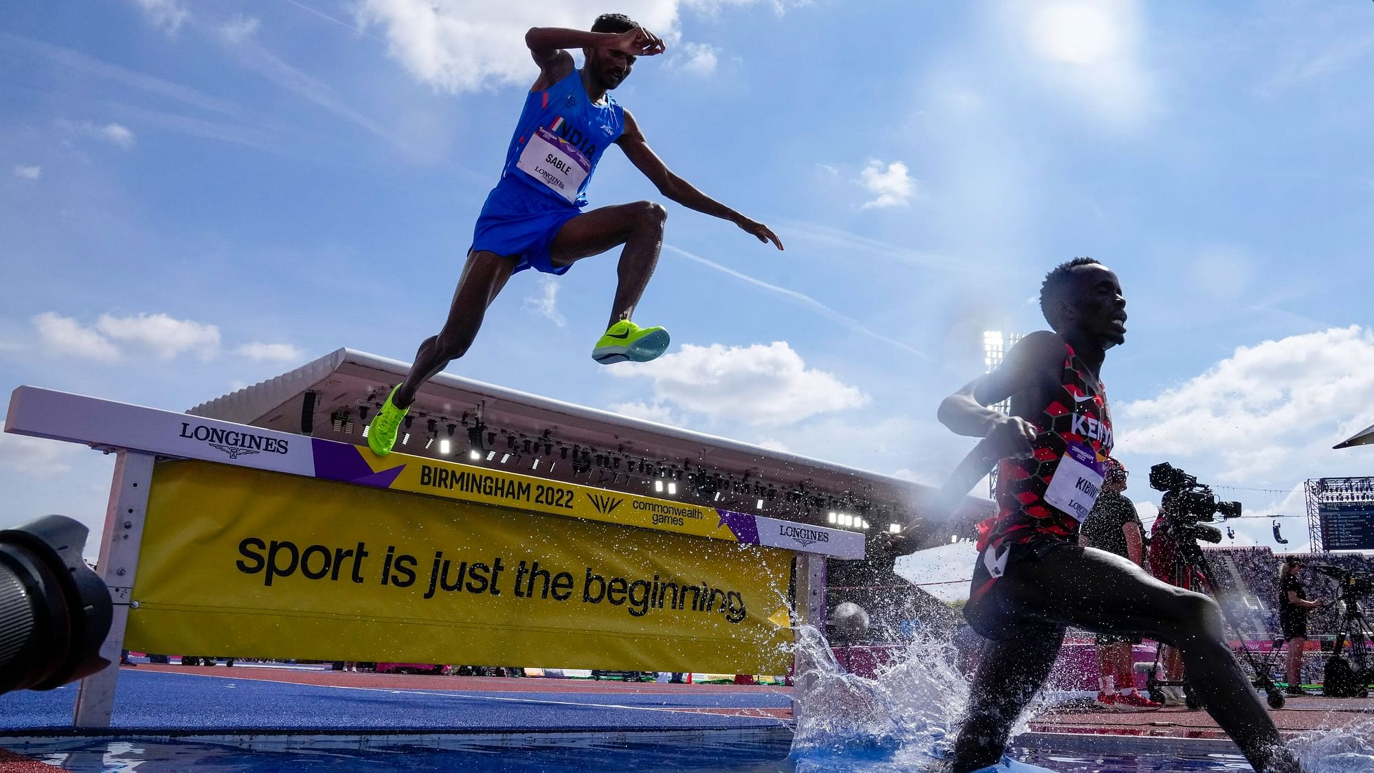 <div class="paragraphs"><p>India's Avinash Sable (left) in action during the men's 3000m steeplechase final at the 2022 Commonwealth Games in Birmingham.</p></div>