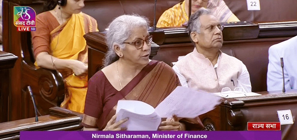 <div class="paragraphs"><p>Finance Minister Nirmala Sitharaman in Parliament on Tuesday, 2 August.</p></div>