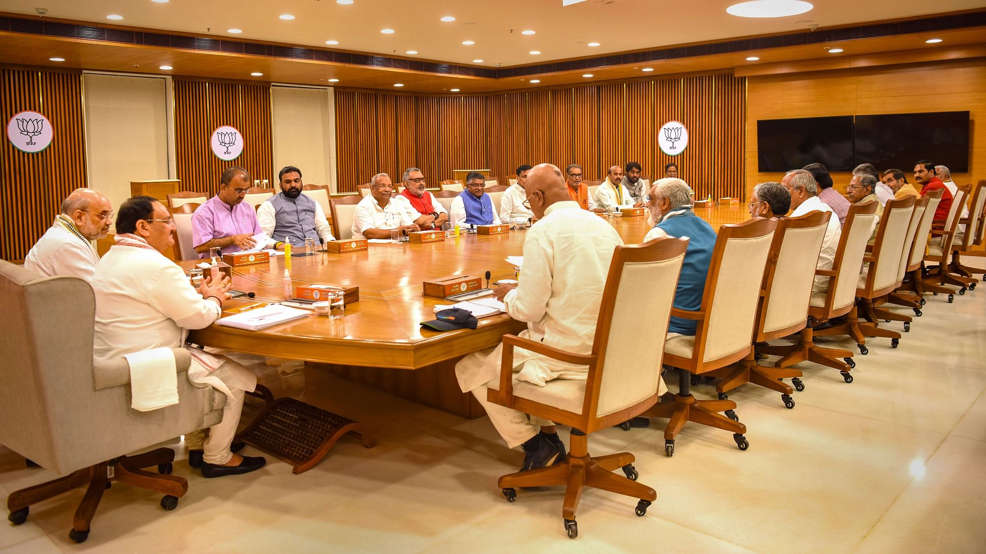 <div class="paragraphs"><p>New Delhi: Union Home Minister Amit Shah and BJP National President J.P. Nadda with Bihar BJP leaders during Bihar BJP Core Committee meeting, at BJP headquarters in New Delhi.</p></div>