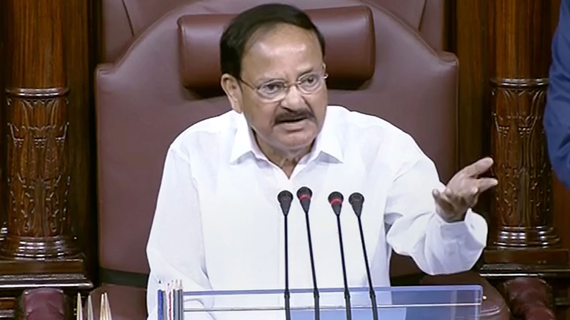 <div class="paragraphs"><p>Rajya Sabha Chairman M Venkaiah Naidu conducts proceedings of the House during ongoing Monsoon Session of Parliament, in New Delhi, on Friday, 5 August.</p></div>