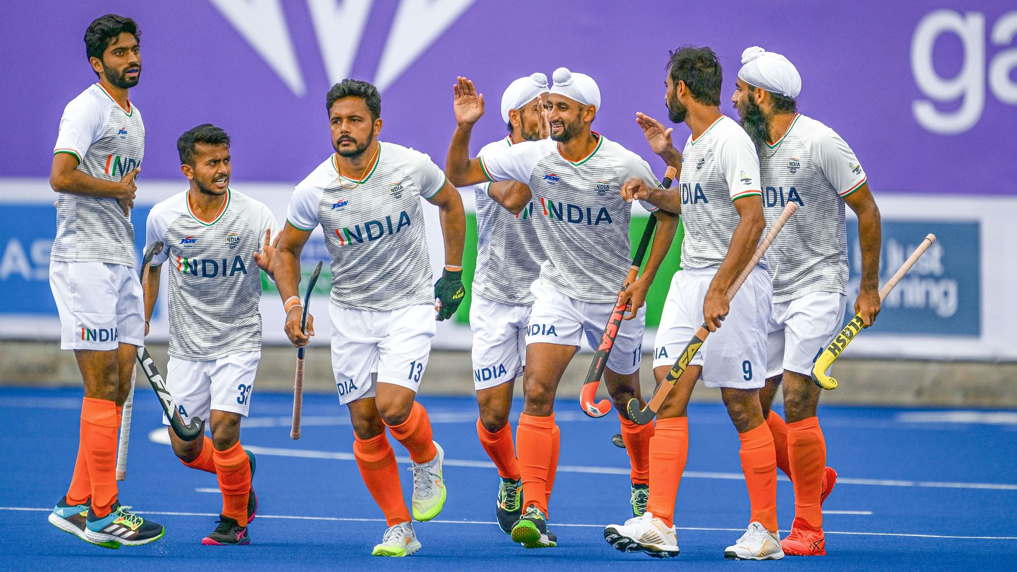 <div class="paragraphs"><p>Indian hockey players celebrate after scoring a goal against Wales during the Pool B men's field hockey match of the 2022 Commonwealth Games in Birmingham.&nbsp;</p></div>
