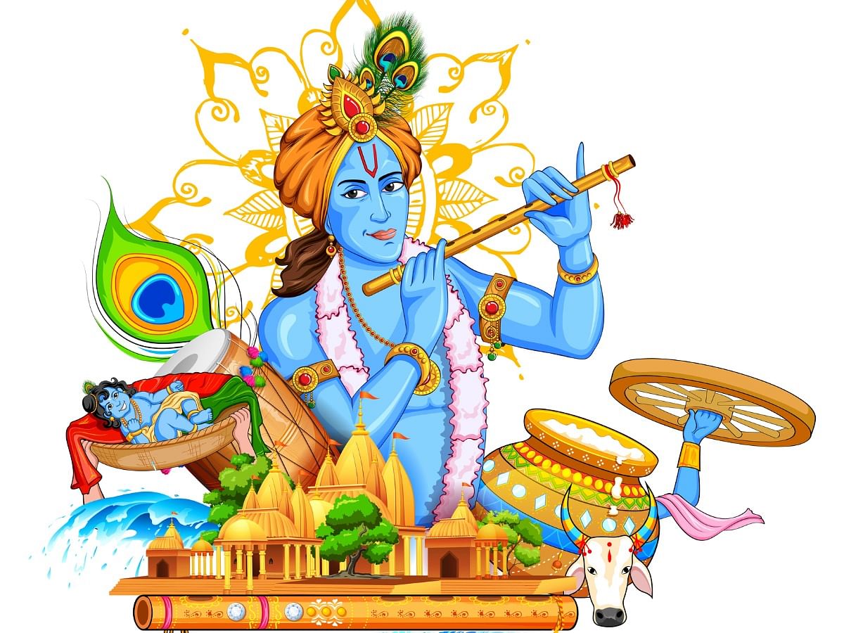 Happy Janmashtami Wallpaper Background Stock Illustration - Download Image  Now - Krishna Janmashtami, 2015, Backgrounds - iStock