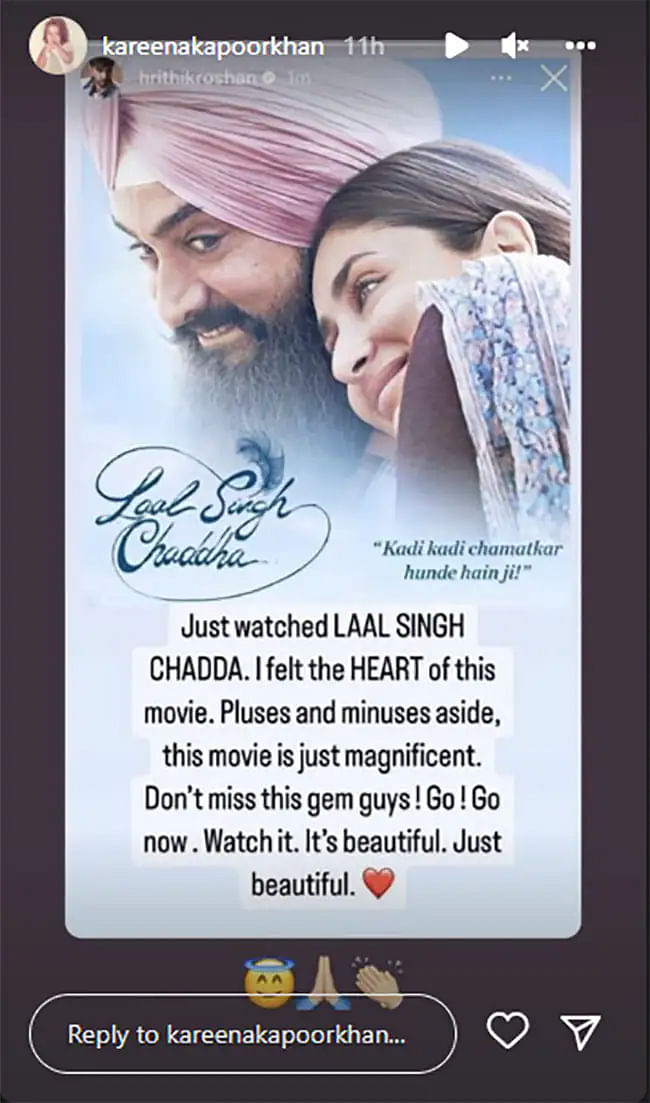 "Felt the heart of this movie," wrote Hrithik Roshan while praising Aamir Khan-starrer 'Laal Singh Chaddha'