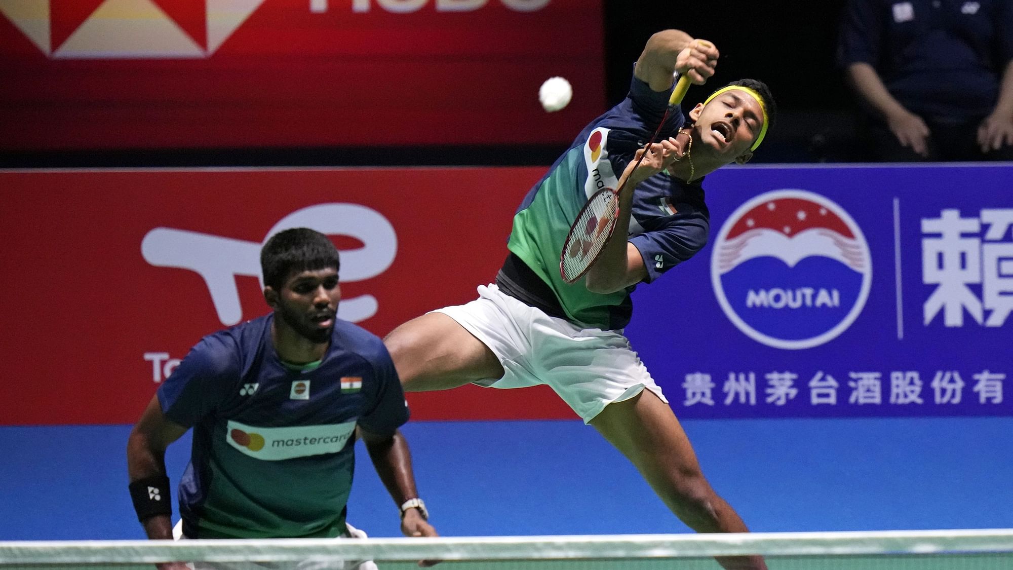 <div class="paragraphs"><p>India's Satwiksairaj Rankireddy (right) and Chirag Shetty compete during the men's doubles quarterfinal against Japan's Takuro Hoki and Yugo Kobayashi in the BWF World Championships in Tokyo on Friday.</p></div>
