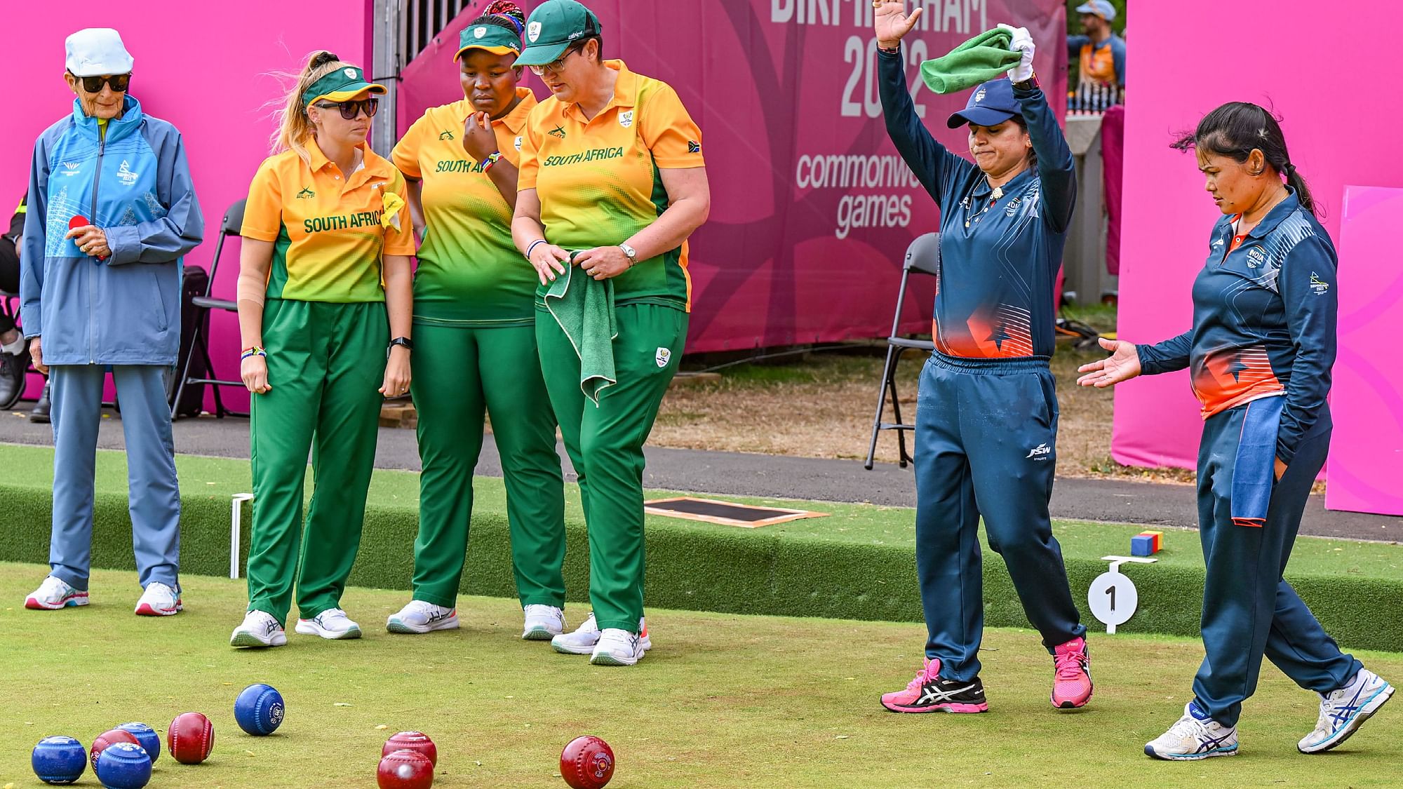 <div class="paragraphs"><p>India's Nayanmoni Saikia and Pinki during the Lawn Bowls Women's Fours final match against South Africa, at the Commonwealth Games 2022.</p></div>