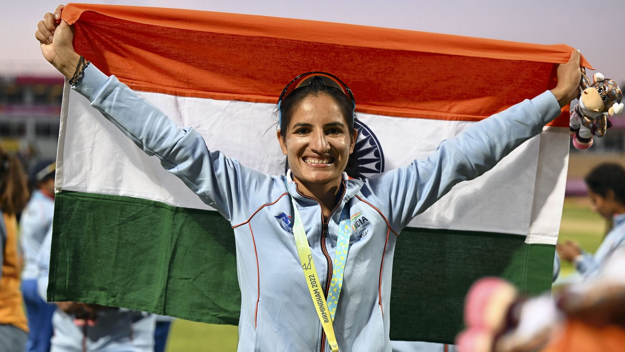 <div class="paragraphs"><p>Indian cricketer Renuka Singh celebrates after winning the silver medal in the 2022 Commonwealth Games in Birmingham. </p></div>