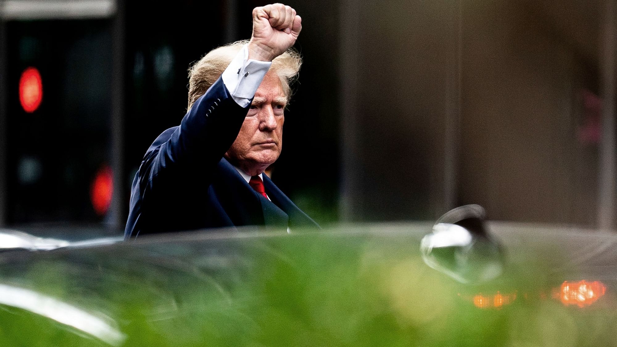<div class="paragraphs"><p>Former President Donald Trump gestures as he departs Trump Tower, Wednesday, 10 August 2022, in New York, on his way to the New York attorney general's office for a deposition in a civil investigation. </p></div>