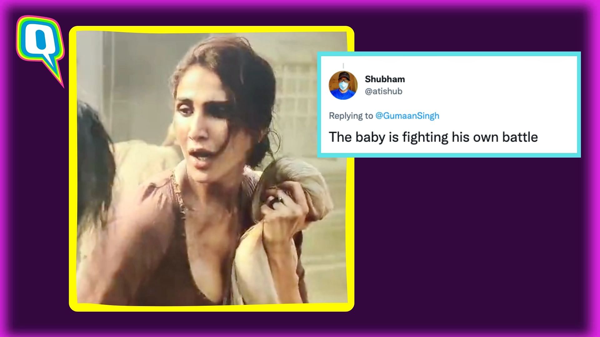 <div class="paragraphs"><p>Viral scene from 'Shamshera' where Vaani Kapoor is holding  pile of clothes instead of a child</p></div>