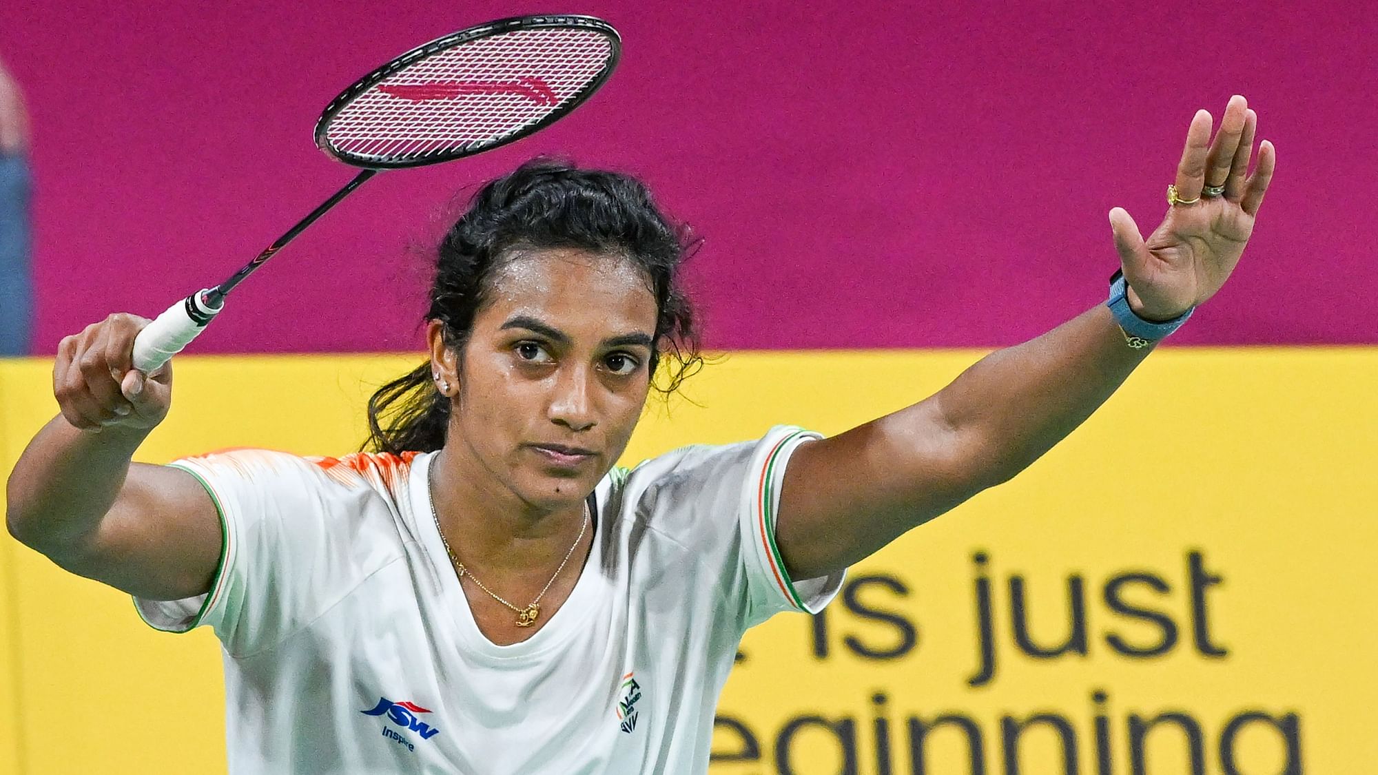 <div class="paragraphs"><p>India's PV Sindhu reacts after winning her match against Goh Jin Wei of Malaysia during women's quarterfinal badminton match at 2022 Commonwealth Games on Saturday.&nbsp;</p></div>