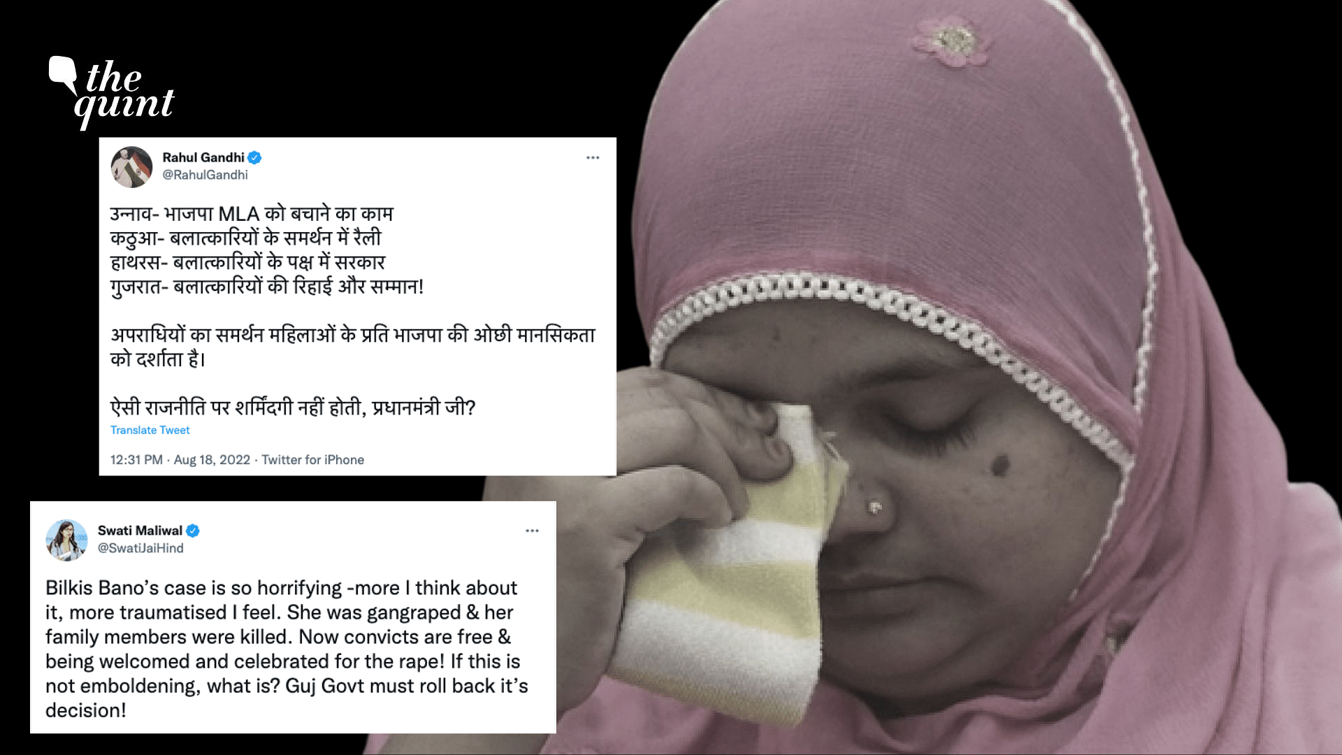<div class="paragraphs"><p>Netizens react to Bilkis Bano's statement on the release of 11 men&nbsp;convicted of gang-raping her and murdering 14 members of her family during the 2002 Gujarat riots.</p></div>