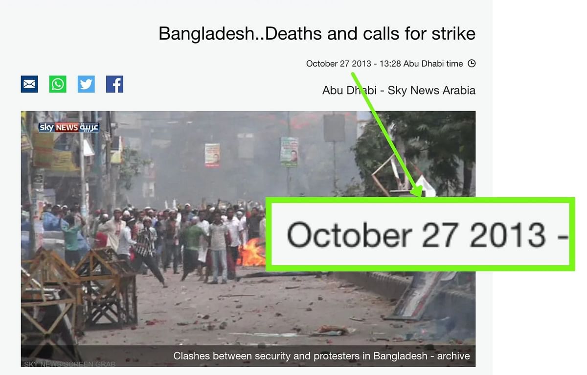 The 2013 video shows people demanding a blasphemy law, clashing with security forces in Dhaka, Bangladesh.