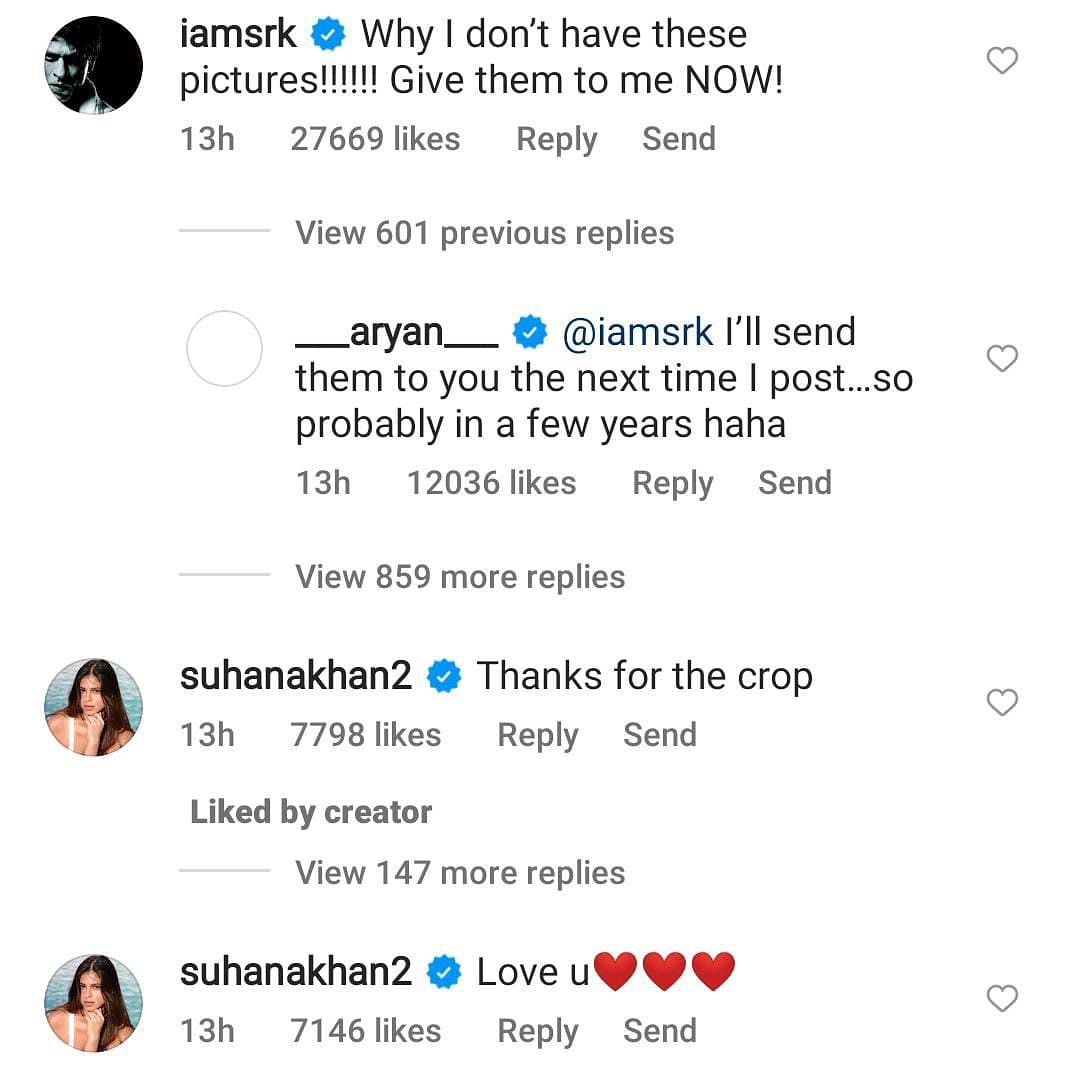 Aryan Khan posted adorable pictures with his siblings Suhana and AbRam, drawing a reaction from SRK himself.