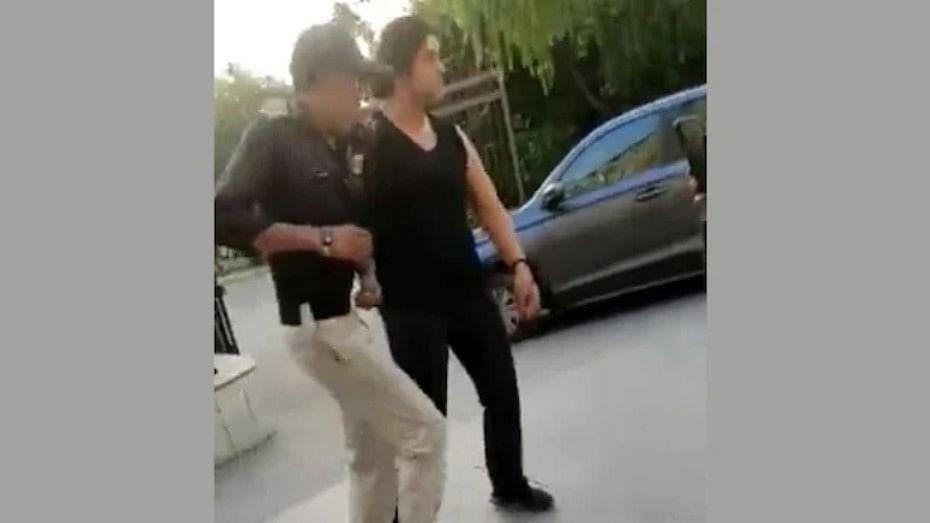 <div class="paragraphs"><p>Screenshot of the video in which the woman is purportedly seen abusing the security guards.&nbsp;</p></div>