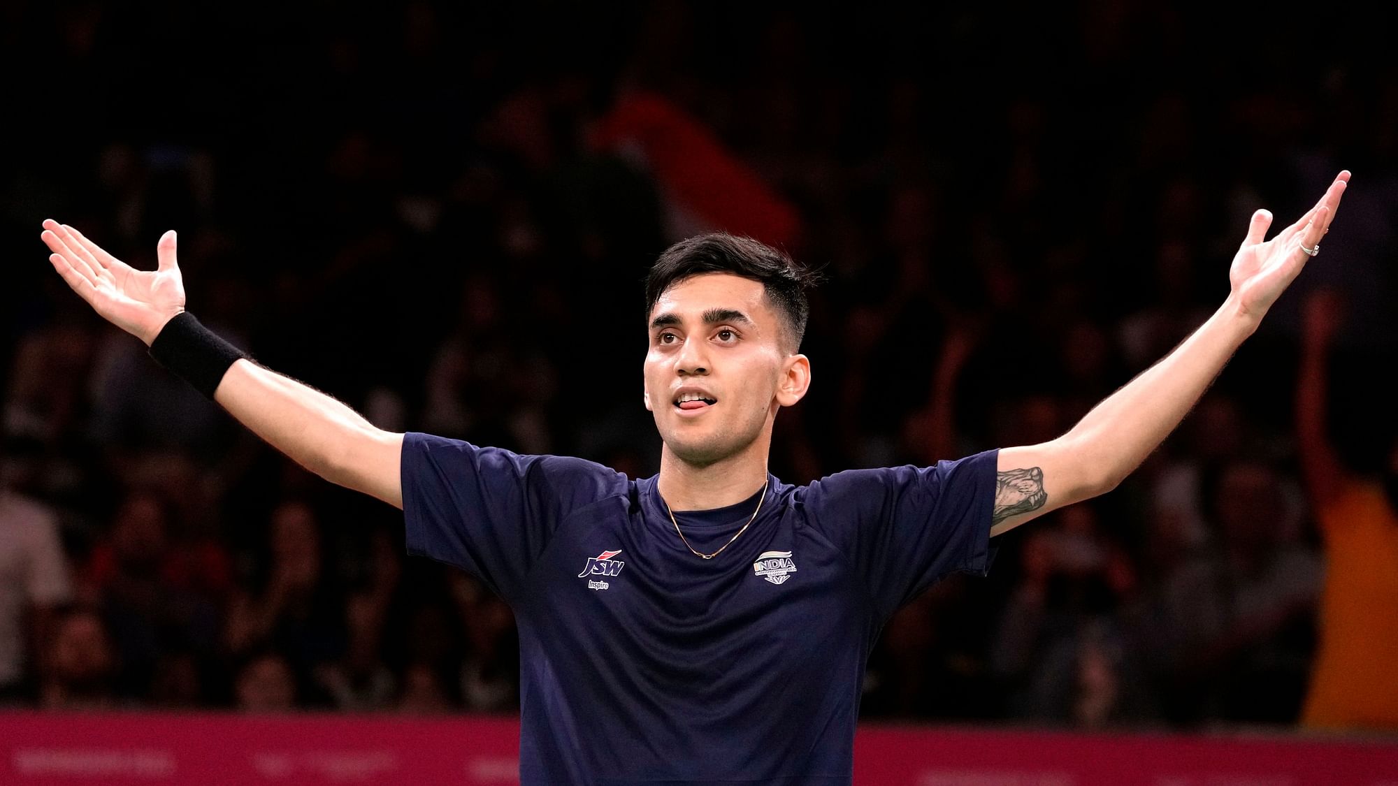 <div class="paragraphs"><p>Lakshya Sen of India celebrates after winning against Jia Heng Teh of Singapore during the men's singles semi-final badminton match at the 2022 Commonwealth Games in Birmingham.</p></div>