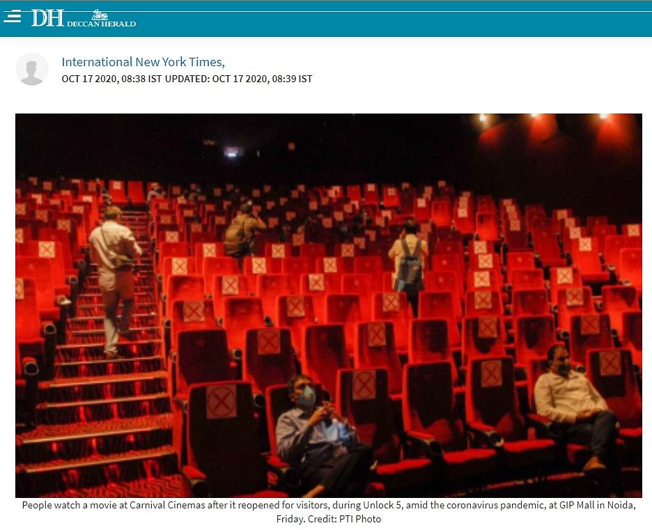 This photo of an almost empty theatre dates back to 2020 during the Unlock 5 amid the coronavirus pandemic.
