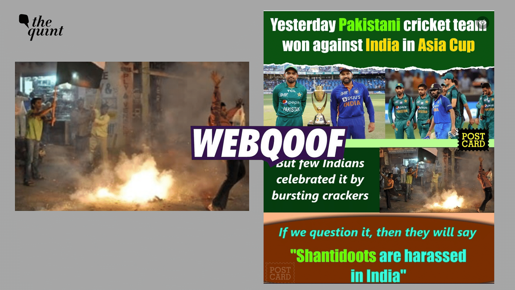 <div class="paragraphs"><p>The claim suggests that the Muslim community  celebrated after India lost to Pakistan in the Asia Cup tournament.</p></div>