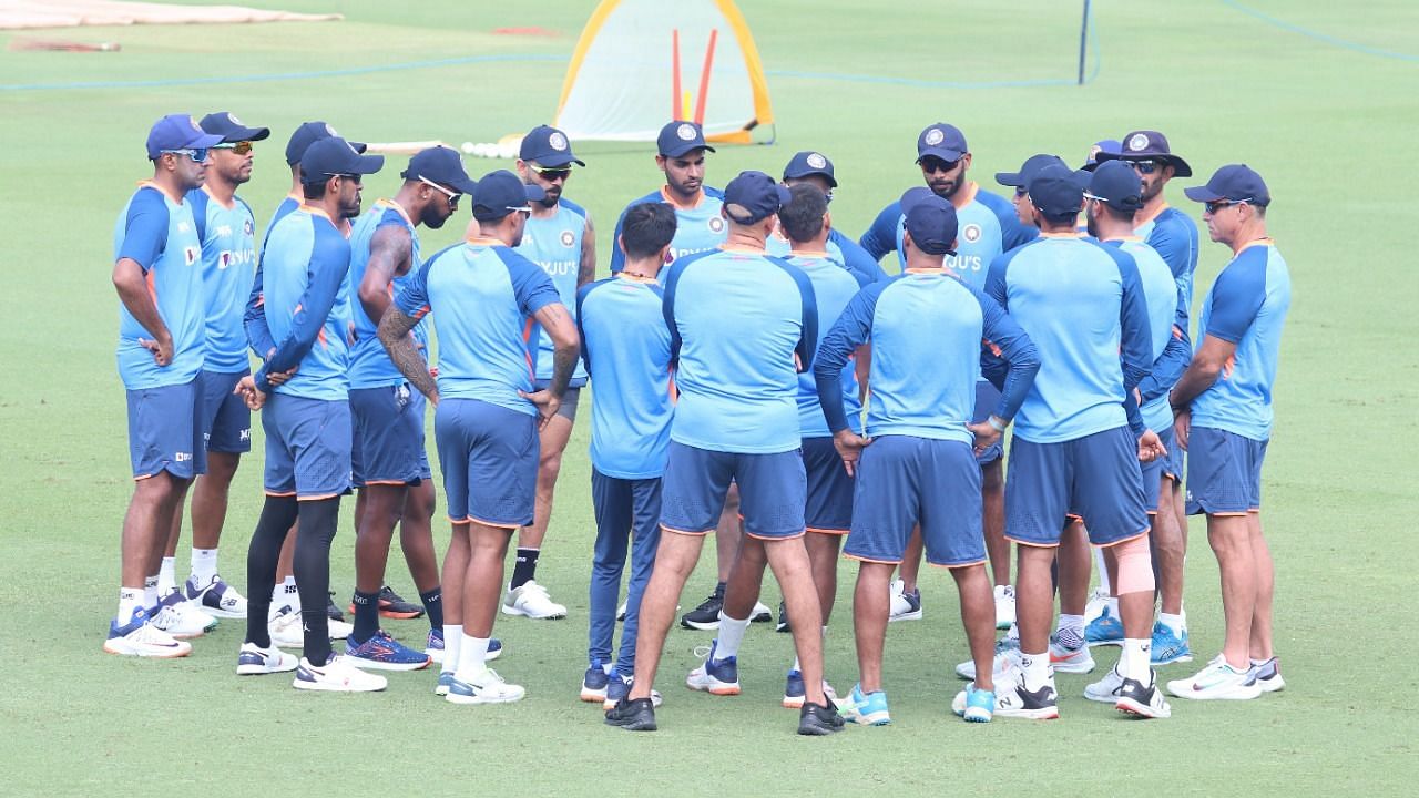 <div class="paragraphs"><p>Team India during a practice session ahead of the three-match T20I series against Australia.&nbsp;</p></div>