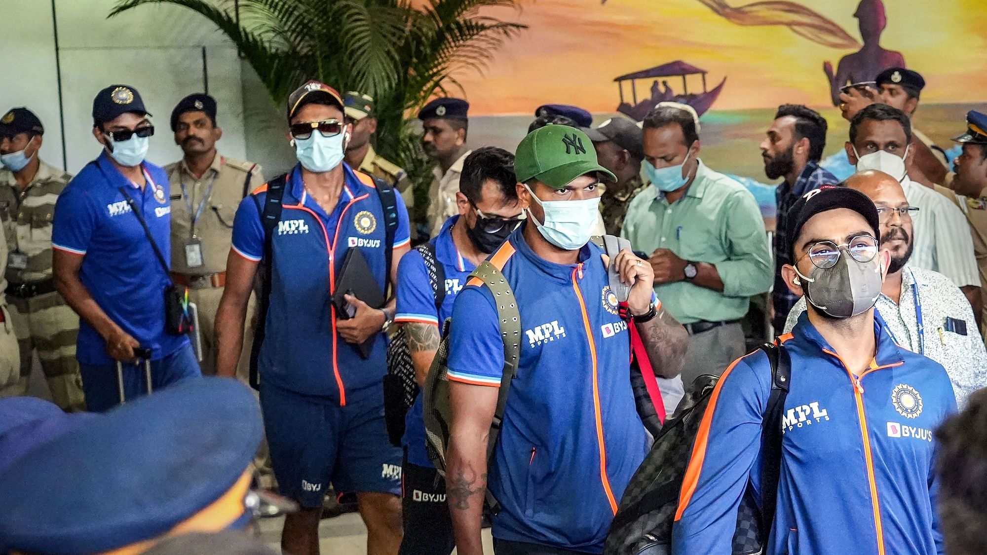 <div class="paragraphs"><p>Team India who arrived at the Thiruvananthapuram international airport on Monday ahead of their first T20I against South Africa.&nbsp;</p></div>