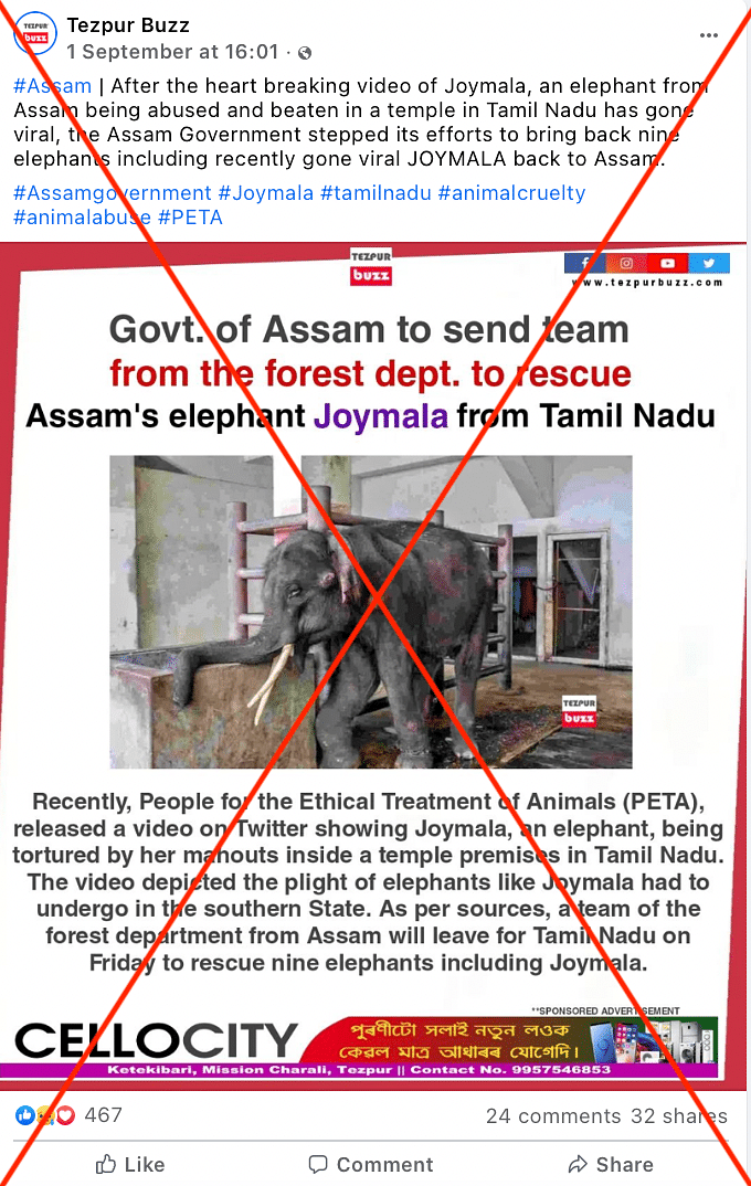 Fact-Check | Photo of Male Elephant in a Zoo Near Thailand's Bangkok  Falsely Shared, Claiming To Show Tamil Nadu's Joymala