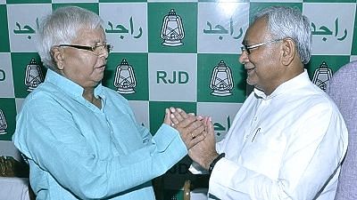 <div class="paragraphs"><p>Patna: Bihar Chief Minister Nitish Kumar greets RJD supremo Lalu Prasad Yadav on his birthday in Patna on June 11, 2017. </p></div>
