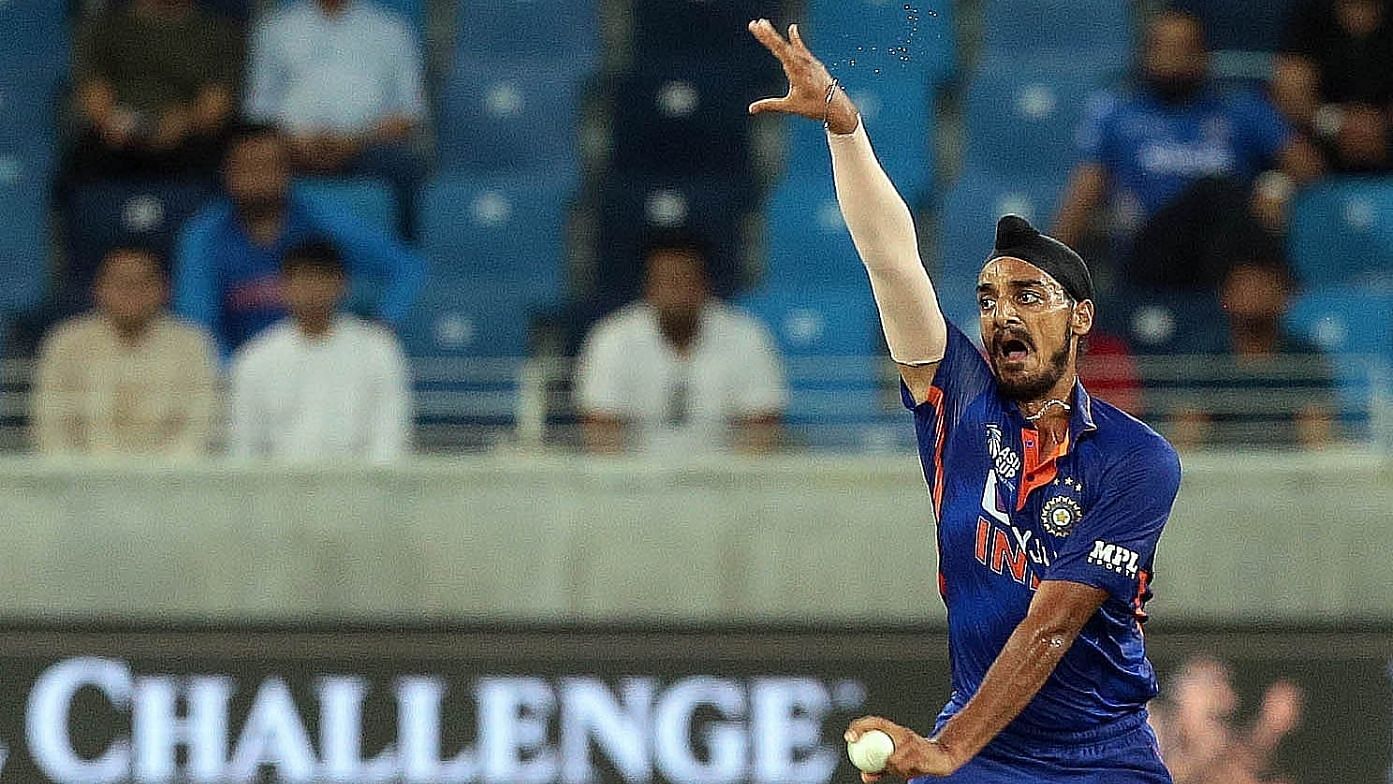 <div class="paragraphs"><p>Arshdeep Singh playing for Team India in the Asia Cup 2022 Super 4 clash against Pakistan on Sunday.&nbsp;</p></div>