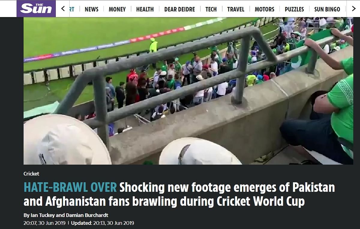 The video is from the 2019 ICC World Cup, where the incident occurred between fans of both countries. 