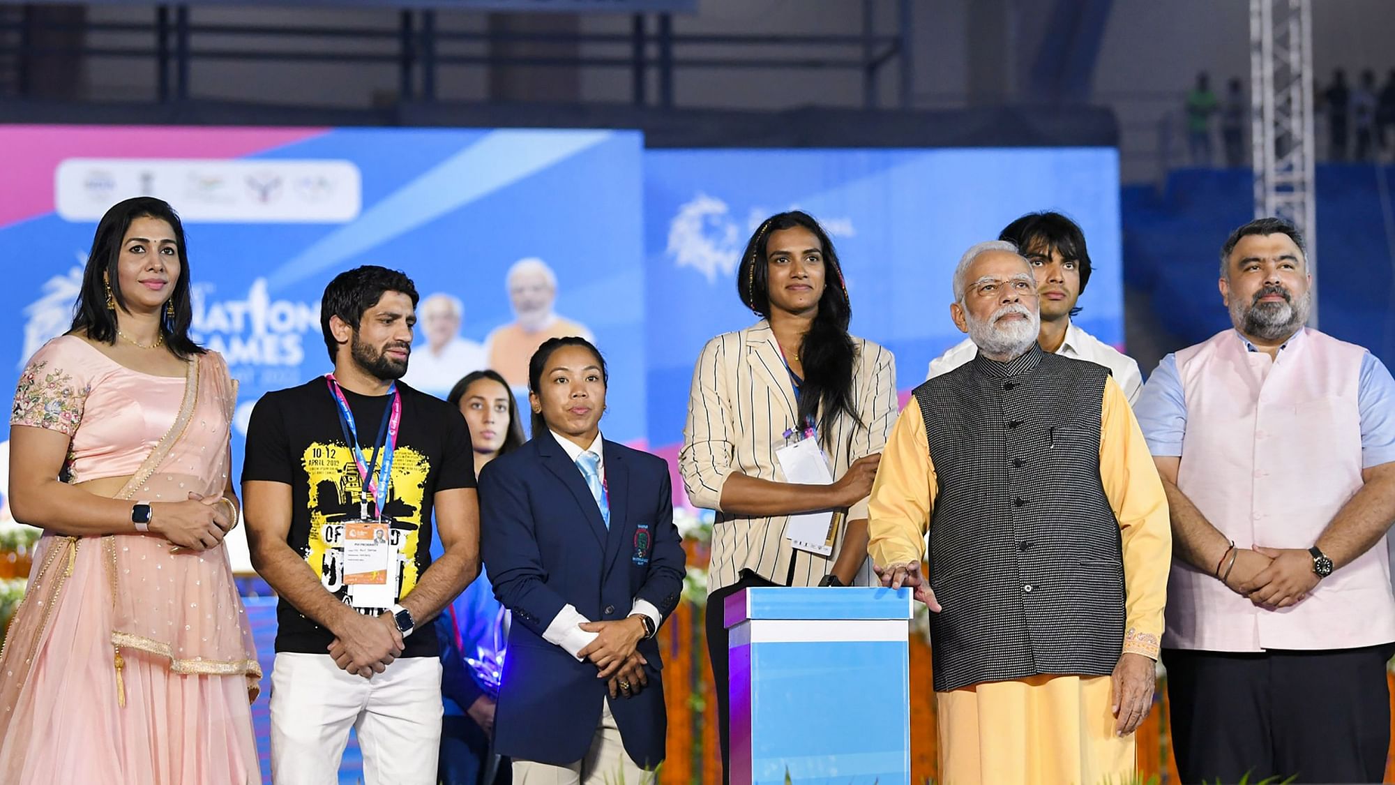 <div class="paragraphs"><p>Indian Prime Minister Narendra Modi at the 36th National Games opening ceremony.</p></div>