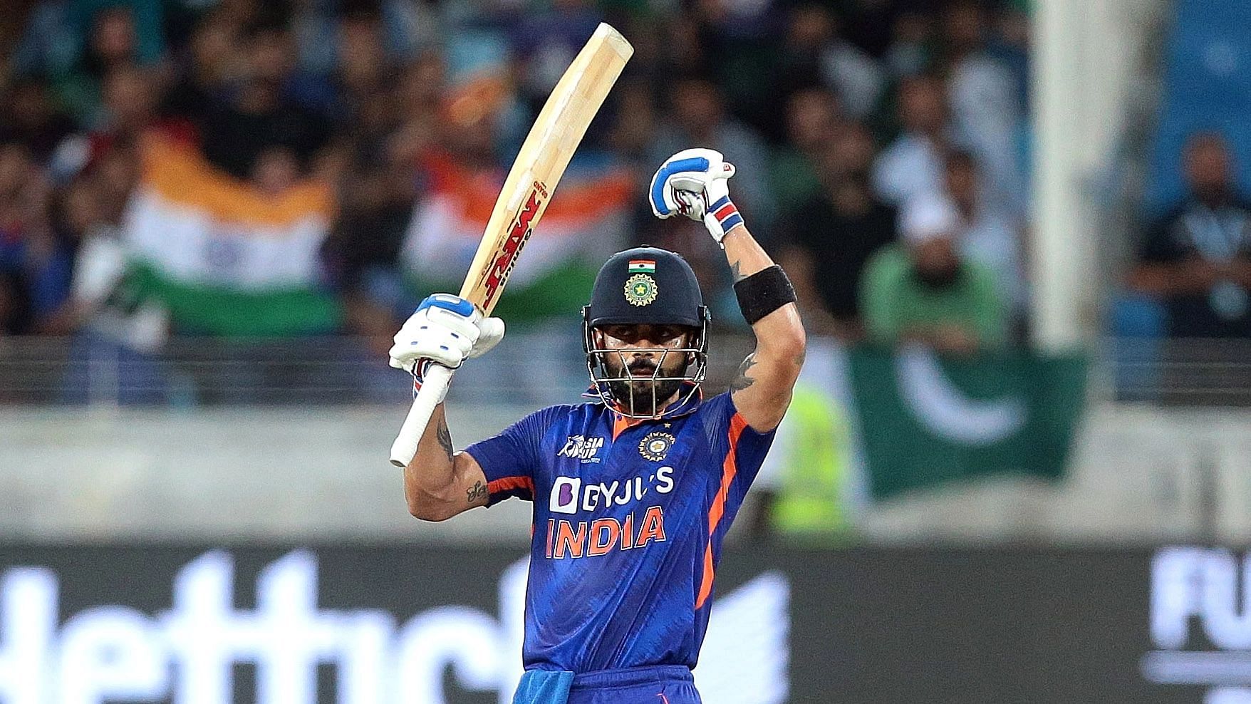 <div class="paragraphs"><p>Virat Kohli celebrates after scoring his fifty against Pakistan in the Super 4 match of Asia Cup 2022 on Sunday.&nbsp;</p></div>