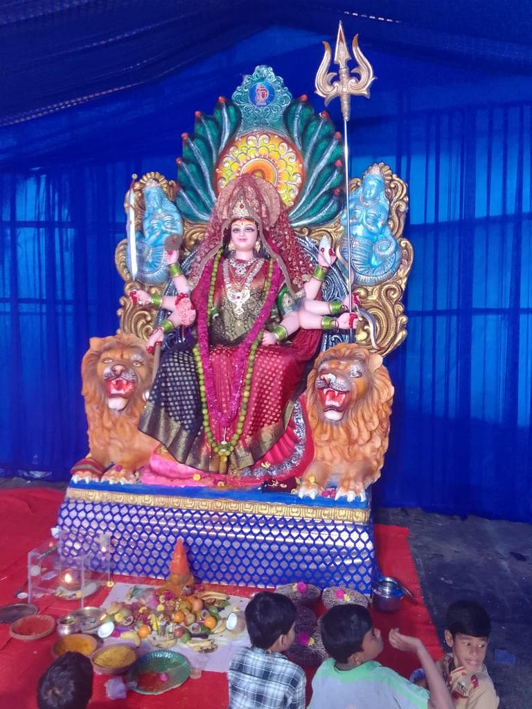 <div class="paragraphs"><p>The desecrated idol of goddess Durga at a Hyderabad pandal.</p></div>