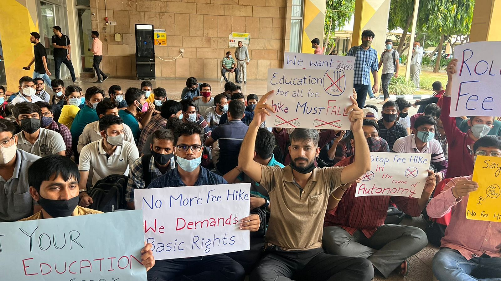 <div class="paragraphs"><p>A month after students of the Indian Institute of Technology (IIT), Bombay, protested a fee hike, students of IIT Delhi followed suit, staging a protest on their campus on 31 August. The total academic fee of MTech students has risen by 100 percent.</p></div>