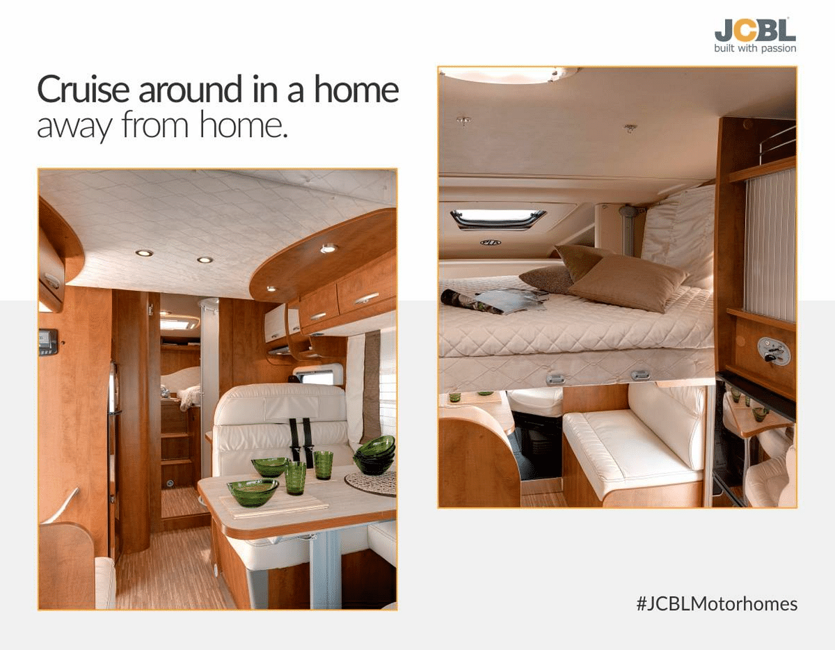The pictures show the interiors of JBCL's product, Motor Homes, and not the containers used by the Congress party.
