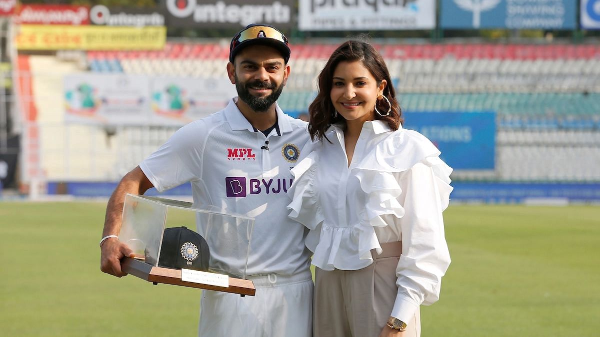 <div class="paragraphs"><p>A file photo of Team India batter Virat Kohli along with his wife and Bollywood actress Anushka Sharma.</p></div>