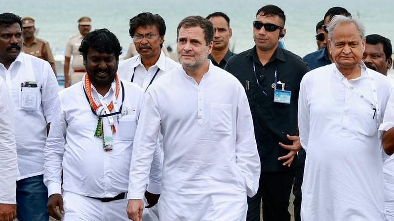 <div class="paragraphs"><p><a href="https://www.thequint.com/topic/congress-party">Congress</a> leader <a href="https://www.thequint.com/topic/rahul-gandhi">Rahul Gandhi</a> on Wednesday, 7 September, launched the '<a href="https://www.thequint.com/news/politics/behind-rahul-gandhi-bharat-jodo-yatra-congress">Bharat Jodo Yatra</a>' from Gandhi Mandapam in Kanyakumari, which the party is touting as its biggest mass contact programme since Independence and a "turning point" in India's political history.<br></p></div>