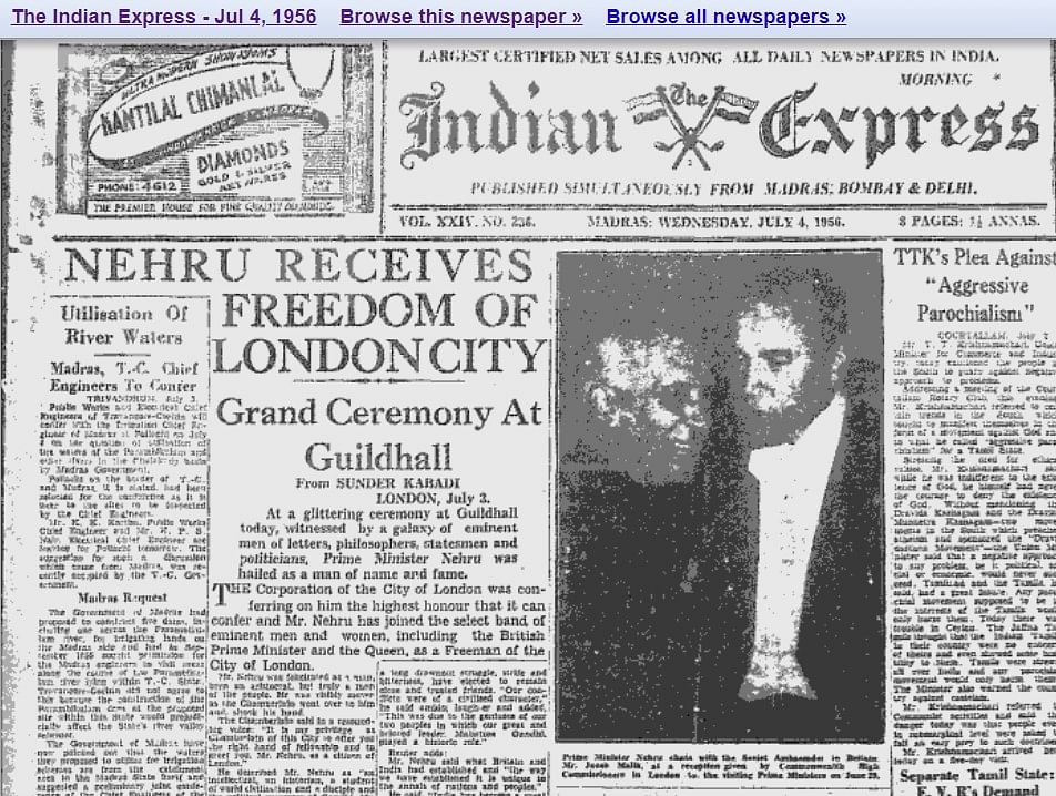 Nehru was conferred the ‘Freedom of the City' award and enrolled as a 'citizen of London', but it was honorary.