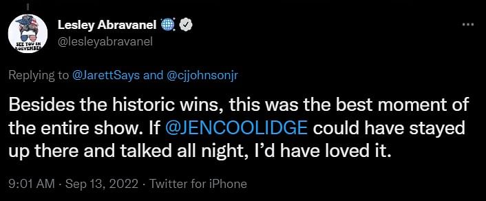 Fans are upset about Jennifer Coolidge's speech being cut short and Jimmy Kimmel's 'comic bit'.