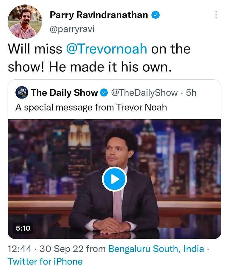 Trevor Noah announced the news in a special taping of his program in on Thursday evening.