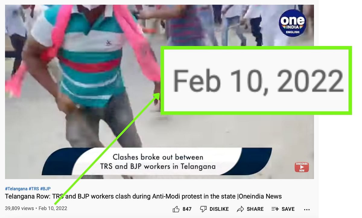 The video is from February 2022 and shows a clash between BJP and TRS workers in Telangana over PM Modi's remarks.