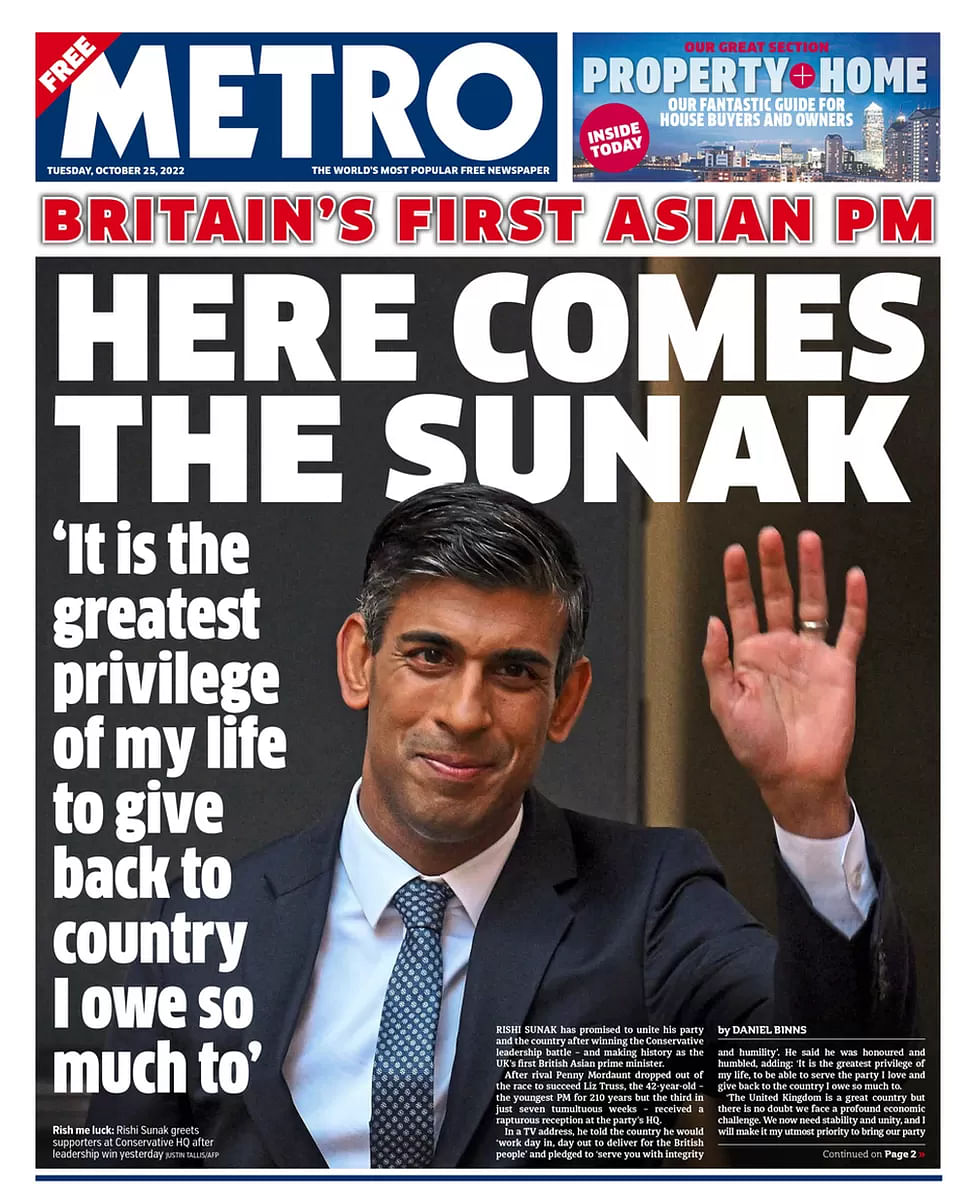 The Indian-origin leader was elected to the post of British prime minister on Monday, 24 October. 