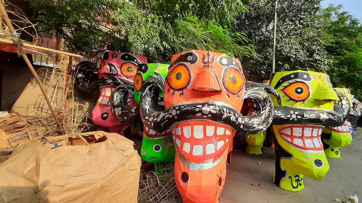 Many effigy makers have attributed the low demand to the firecracker ban in Delhi.
