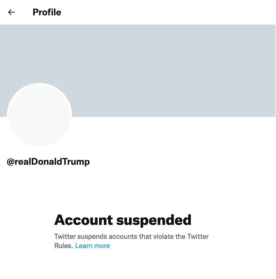 Former US President Donald Trump's account remains suspended as on 30 October 2022.
