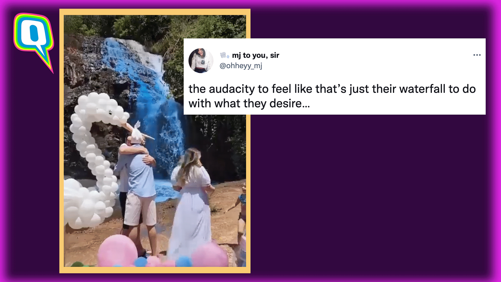 <div class="paragraphs"><p>The couple in Brazil coloured the local waterfall blue for their gender-reveal party.&nbsp;</p></div>