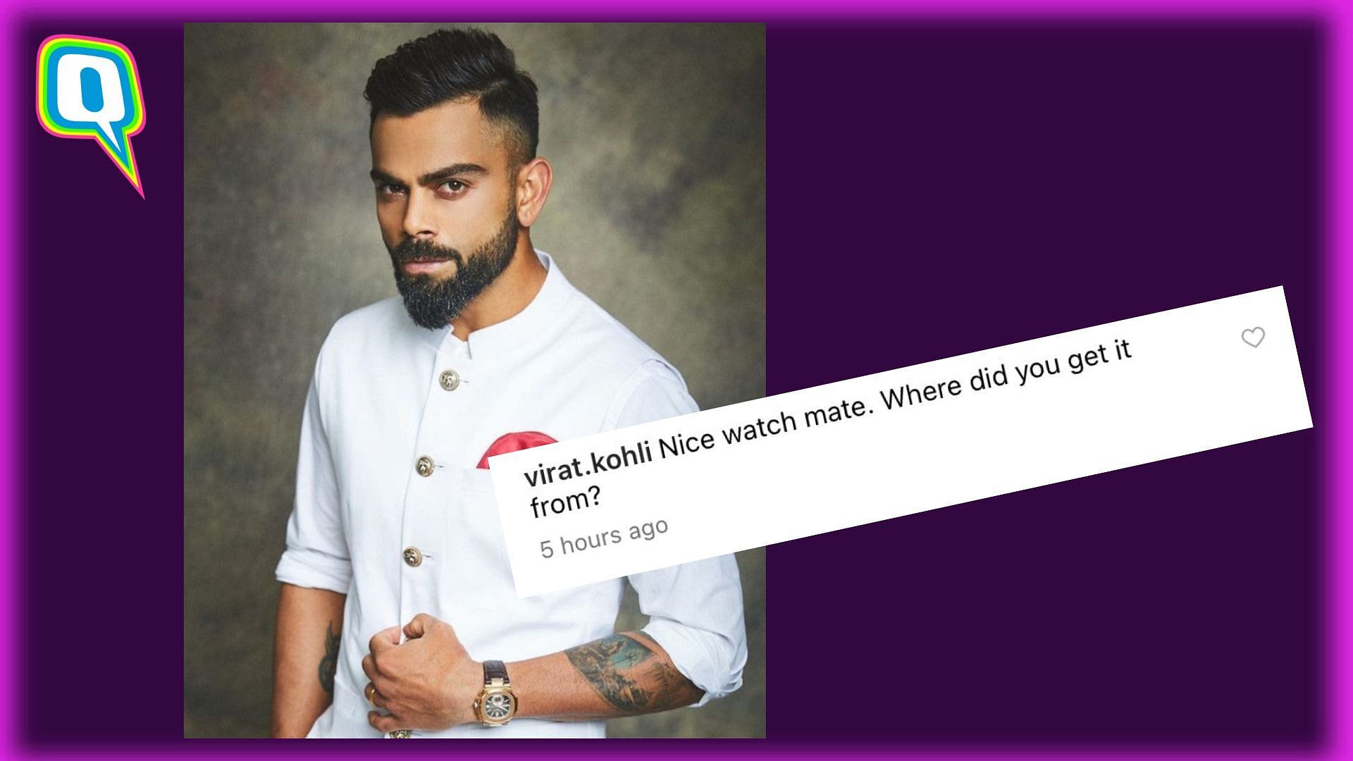 <div class="paragraphs"><p>Virat Kohli comments on his friend's posts only to ask about their watch</p></div>