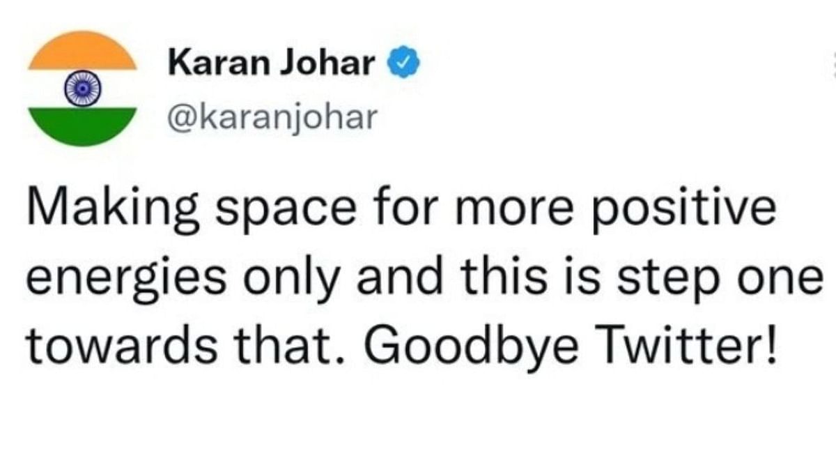 "Making space for more positive energies only and this is a step towards that. Goodbye Twitter," tweeted Karan.