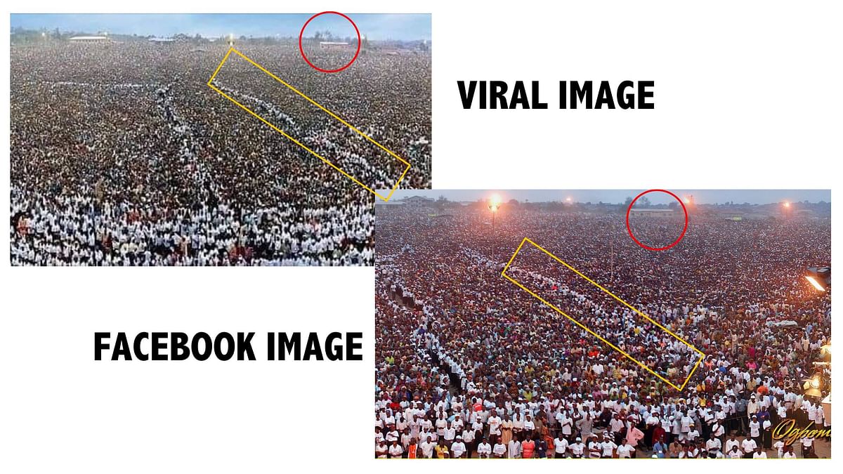 While the rally did witness a huge crowd, the two photos that are being shared are not from Ballari, Karnataka.