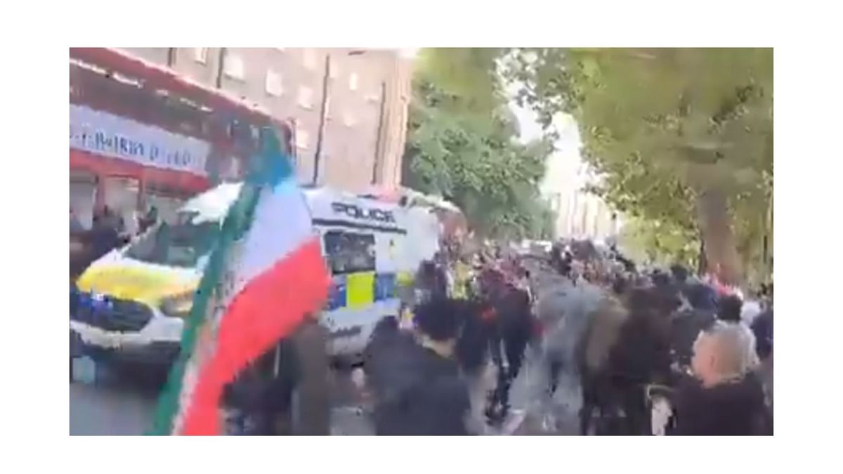 The video is from the protests in London over the death of 22-year-old Mahsa Amini.