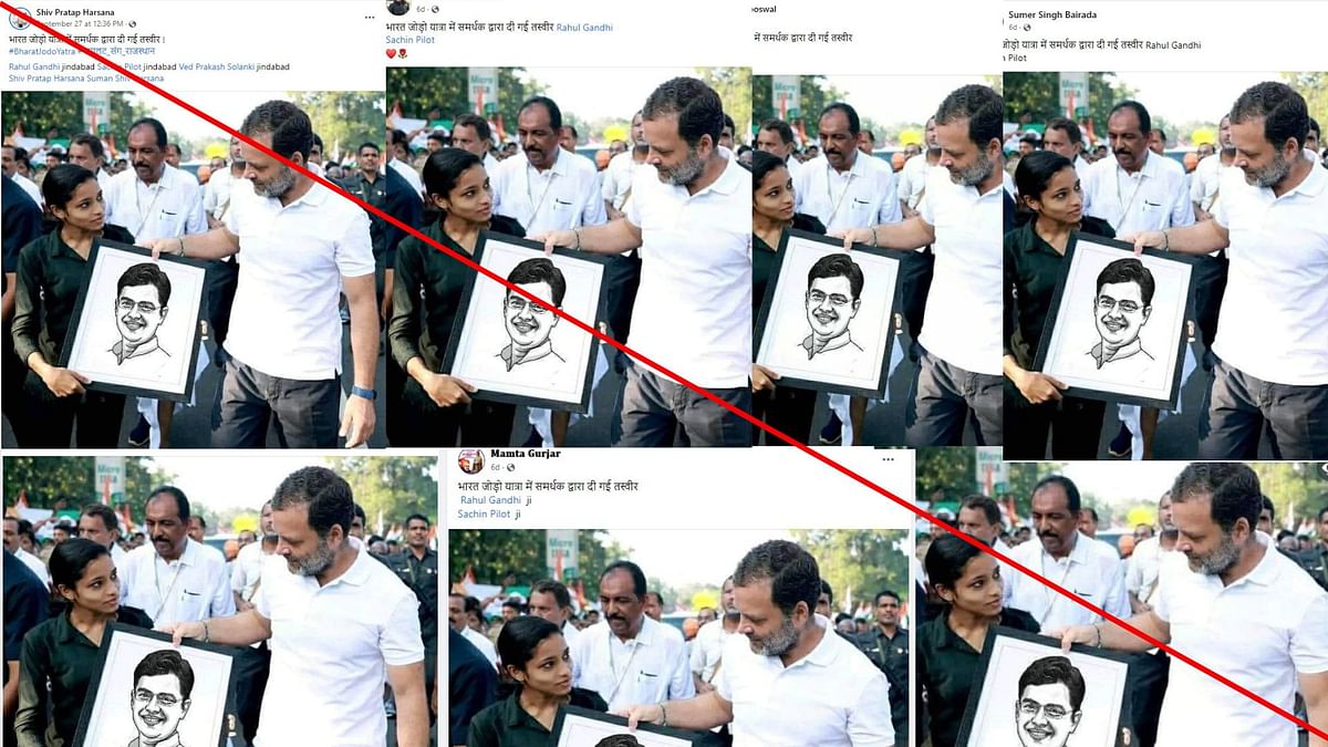The original image shows the girl giving a portrait of Rahul Gandhi, and not Sachin Pilot.